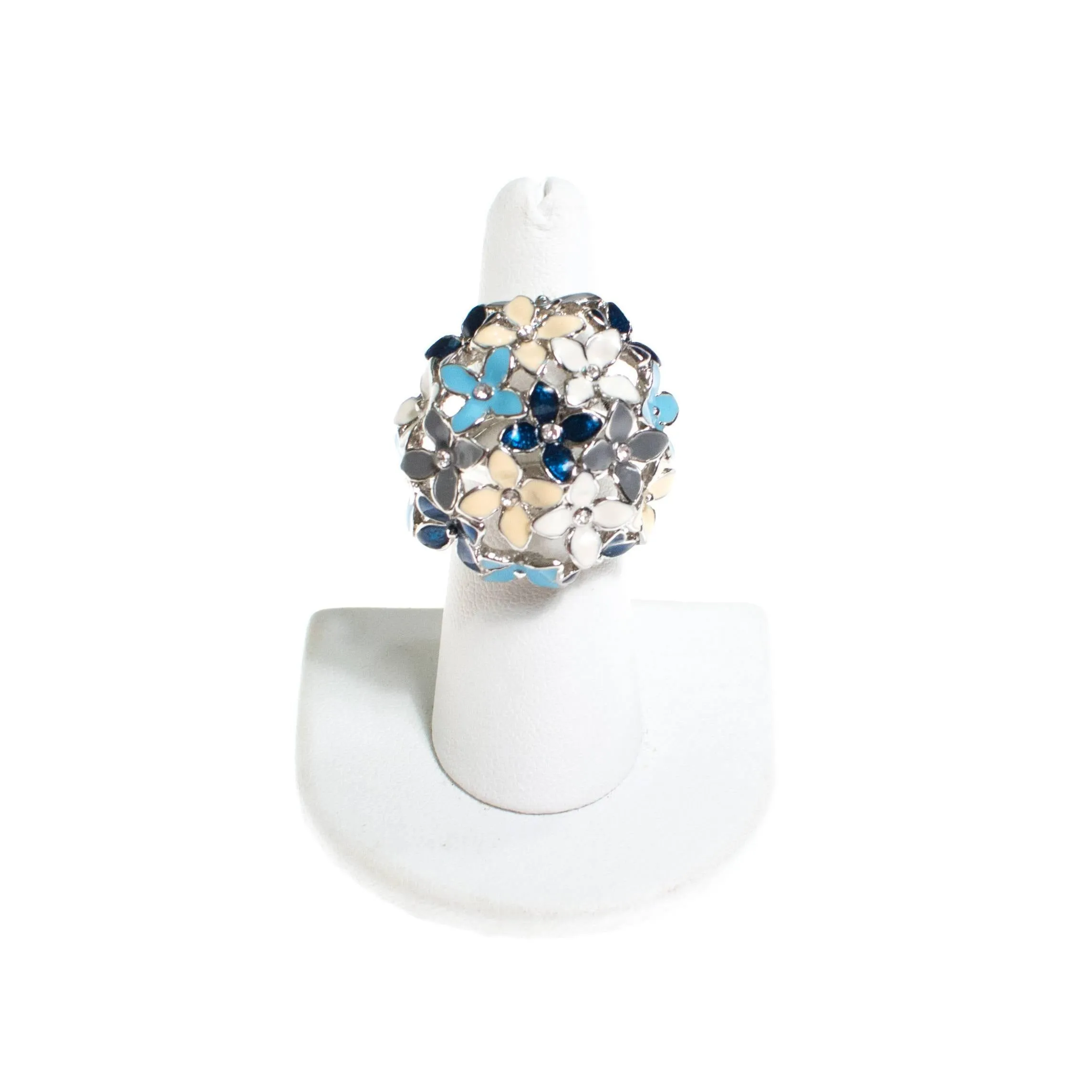 Huge Blue and White Flower Statement Ring