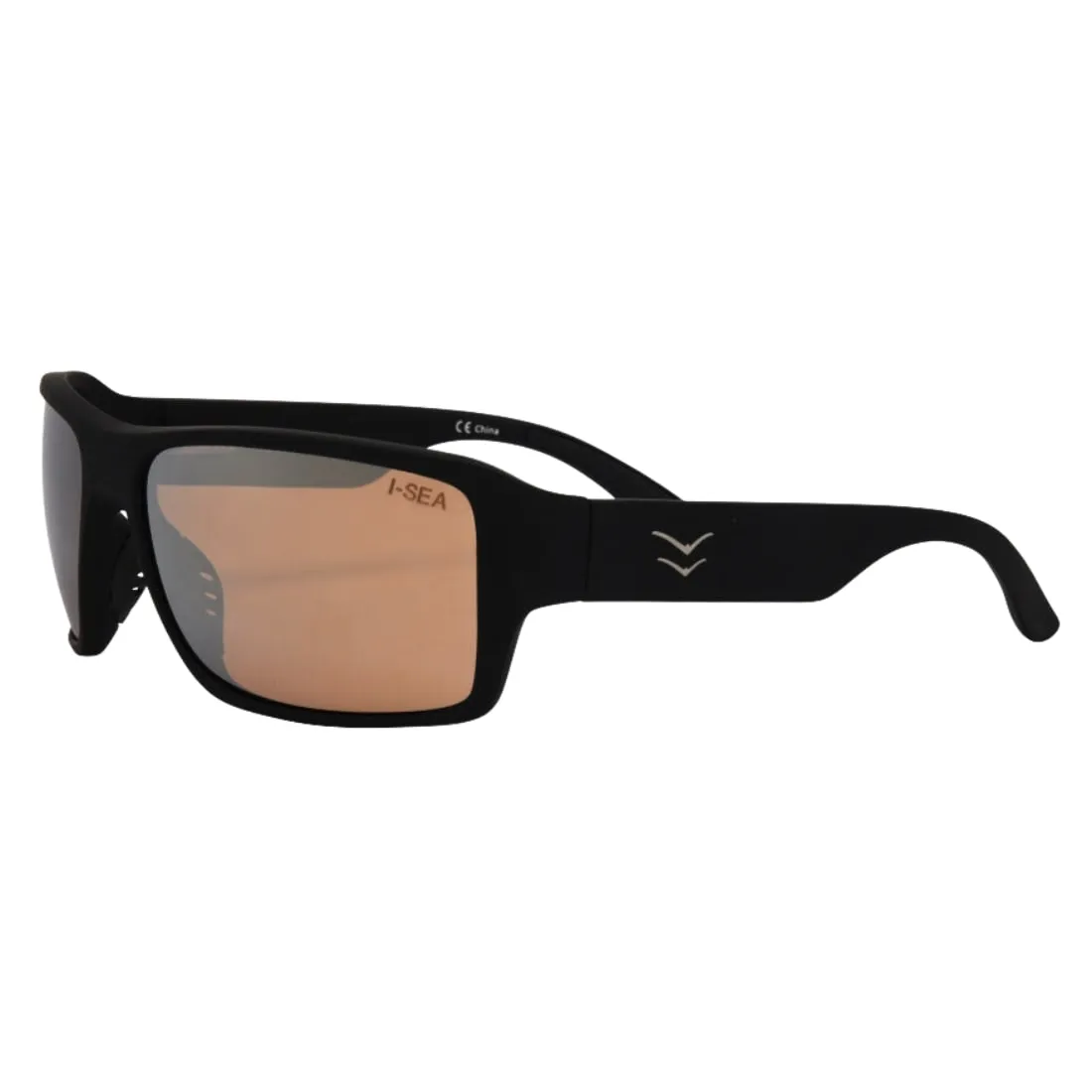 I-Sea Free Bird Wrap Around Polarised Sunglasses - Black/Copper Polarized Lens