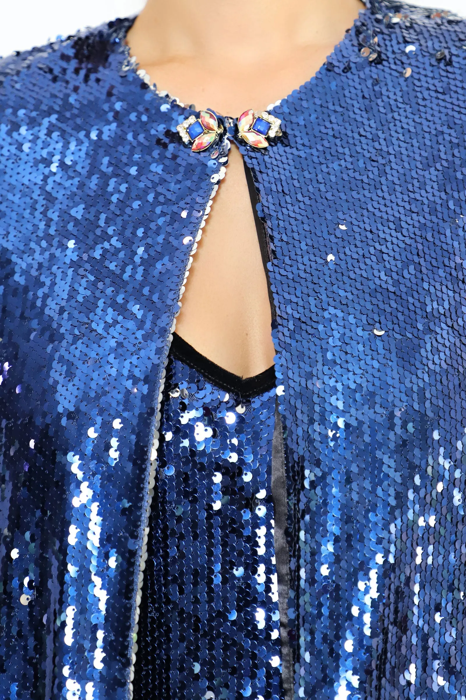 Ilona Rich Sequin Blue Cape