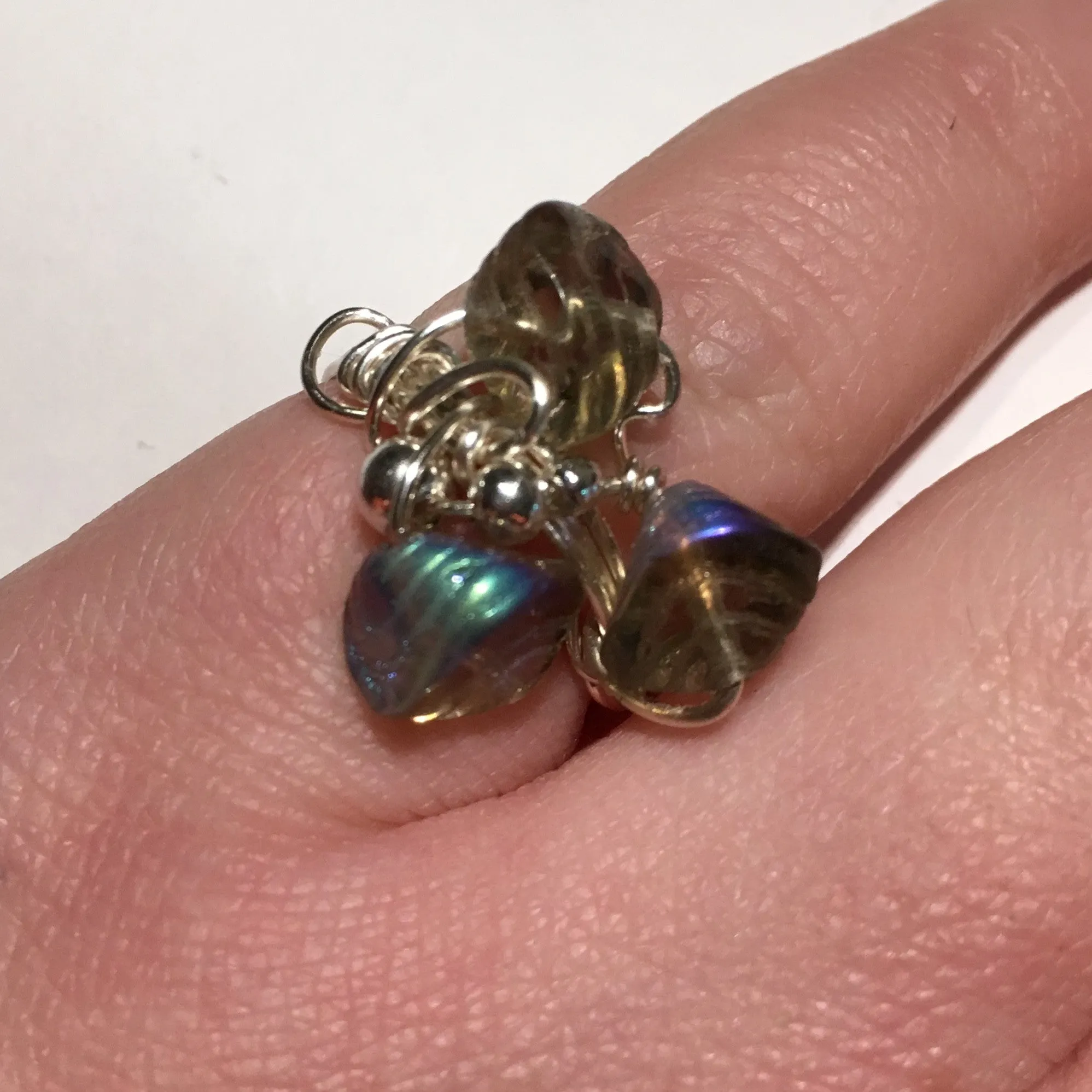 Iridescent Seafoam Green Cocktail Ring