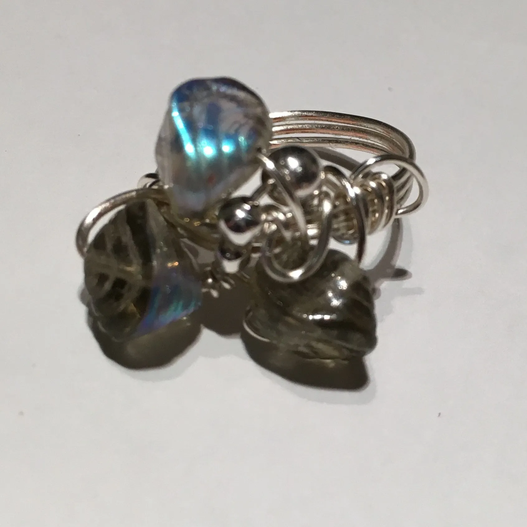Iridescent Seafoam Green Cocktail Ring