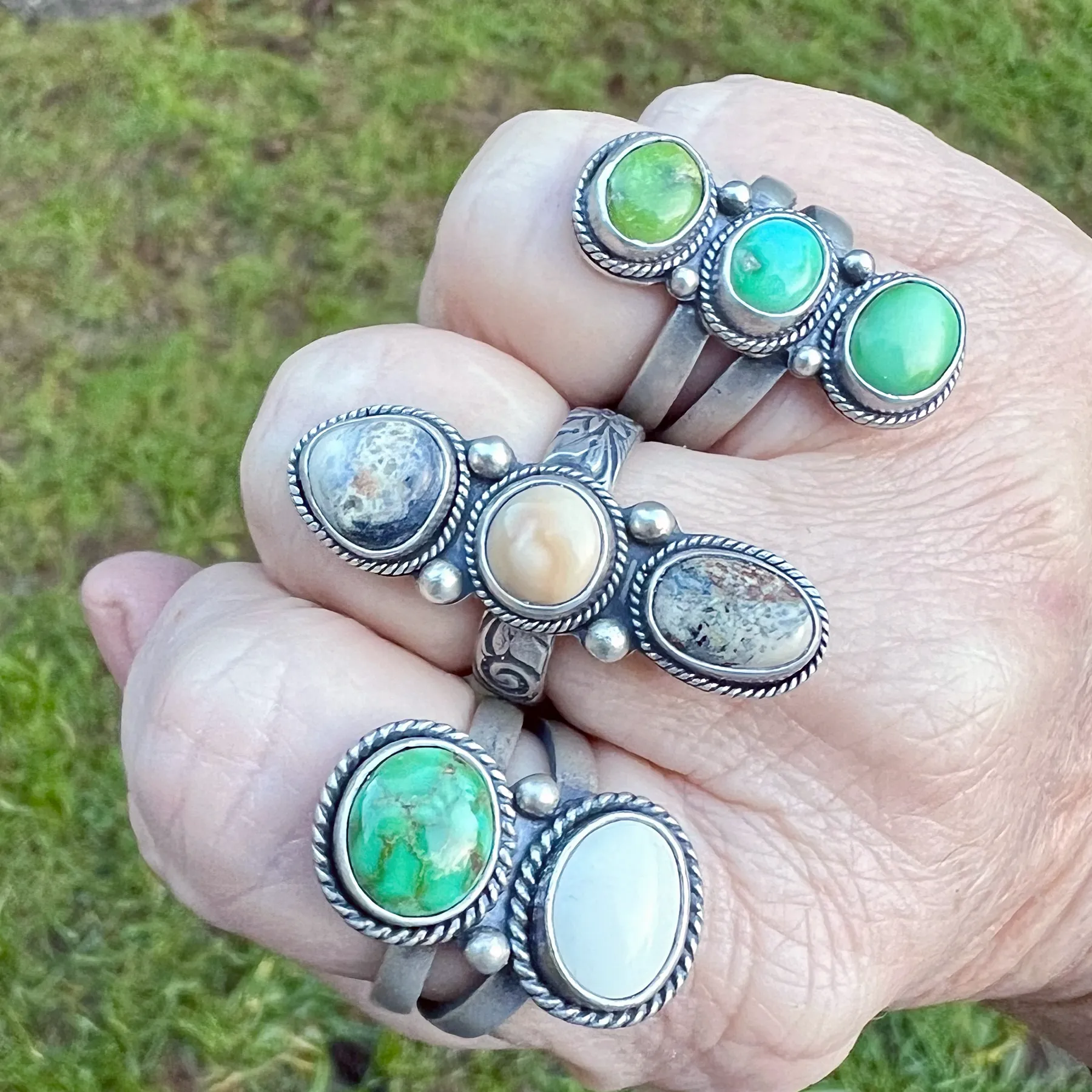 Ivory Creek Variscite Triple Stone Ring  / U.S. Size 8