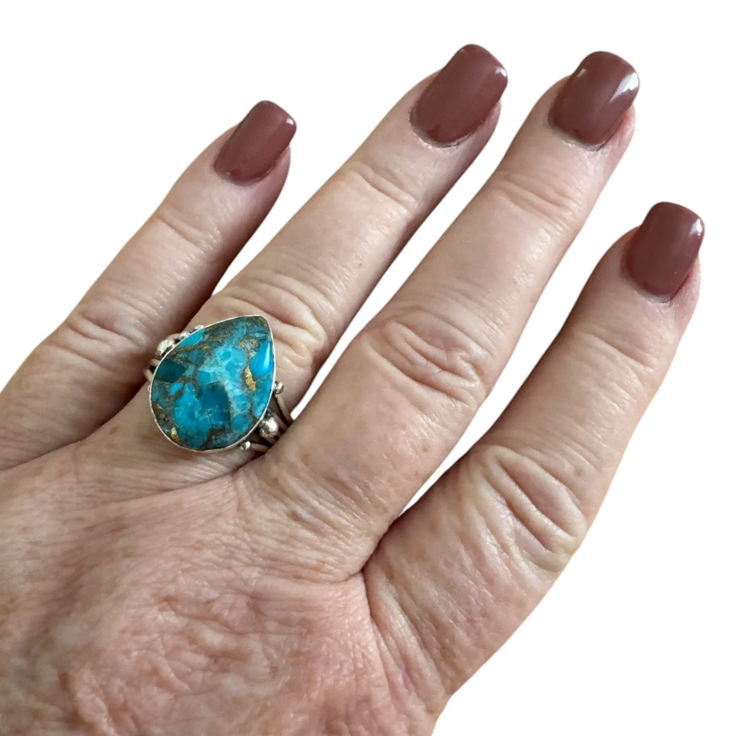 Kingman Blue Turquoise Solid 925 Sterling Silver Ring 9