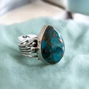 Kingman Blue Turquoise Solid 925 Sterling Silver Ring 9