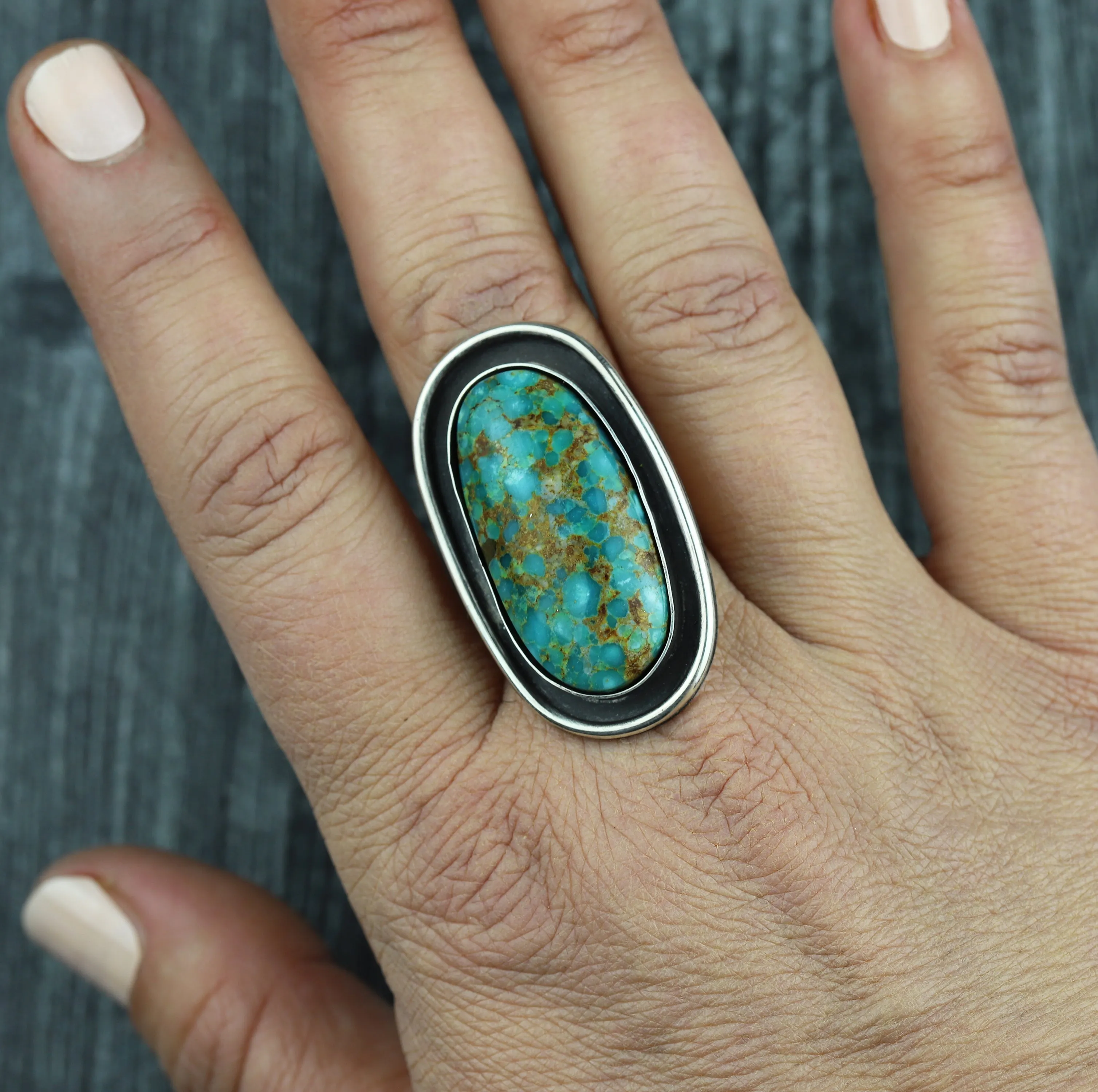 Kingman Turquoise Shadowbox Ring No.3