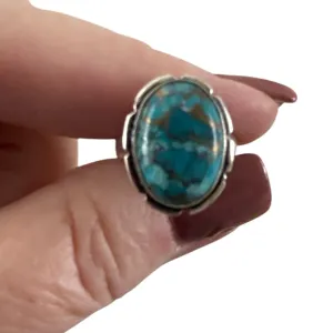 Kingman Turquoise Solid 925 Sterling Silver Ring 4
