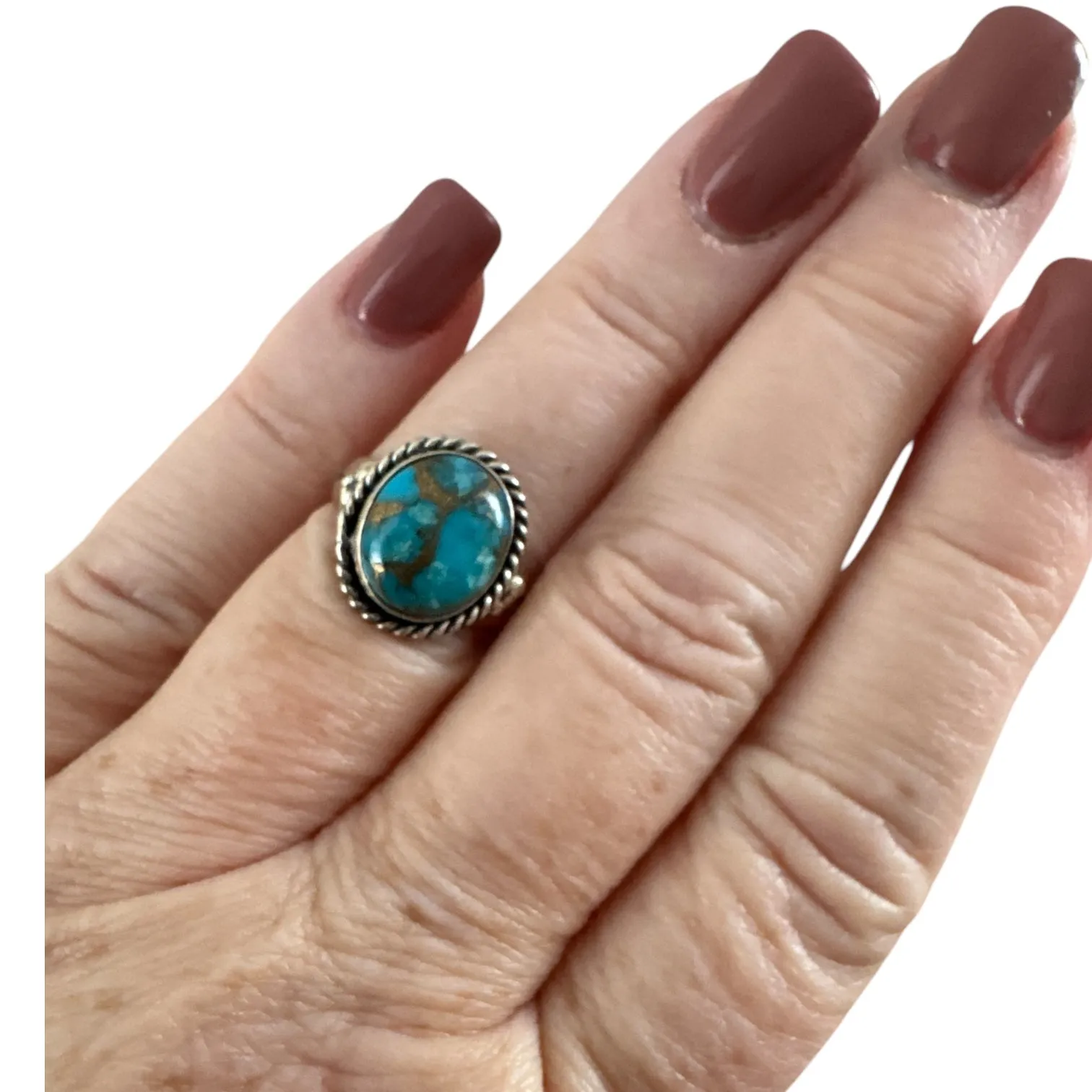 Kingman Turquoise Solid 925 Sterling Silver Ring 5.5