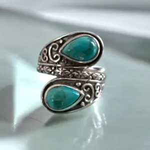 Kingman Turquoise Solid 925 Sterling Silver Ring 7.5