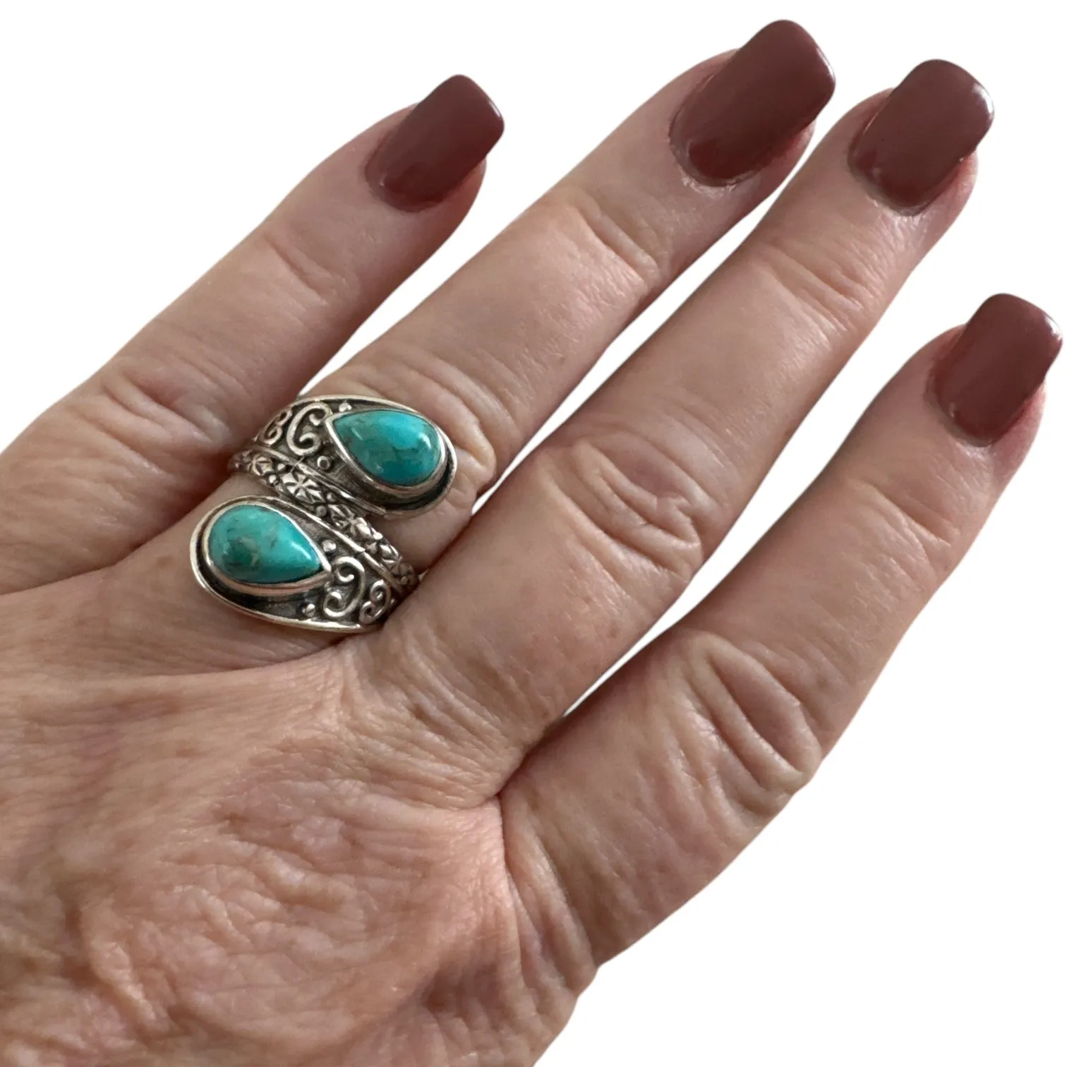 Kingman Turquoise Solid 925 Sterling Silver Ring 7.5