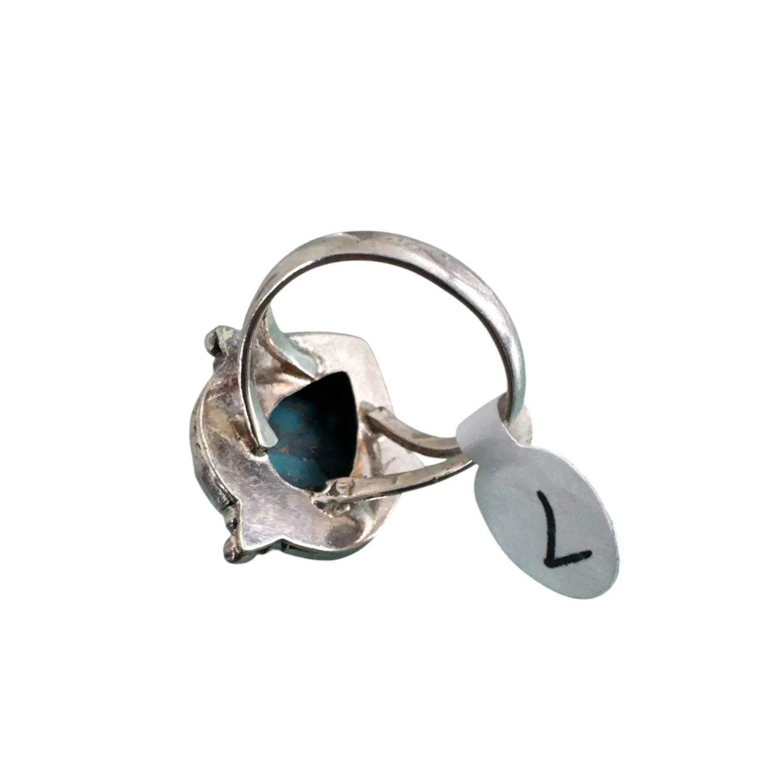 Kingman Turquoise Solid 925 Sterling Silver Ring 7