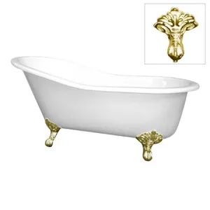 Kingston Brass VCT7D653129B2 Vintage Cast Iron Bathtub With Polished Brass Legs, Polished Brass
