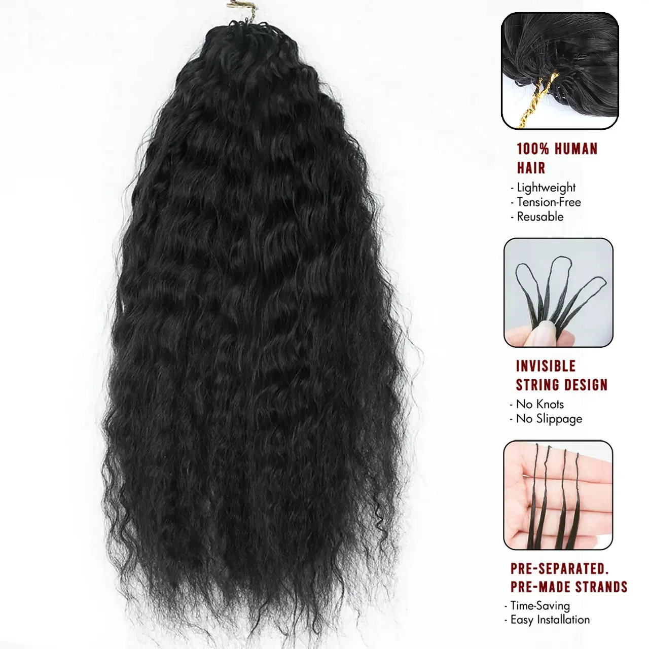 Knotless Pre-SeparatedFeather Crochet Hair Extension Wet and Wavy Human Hair