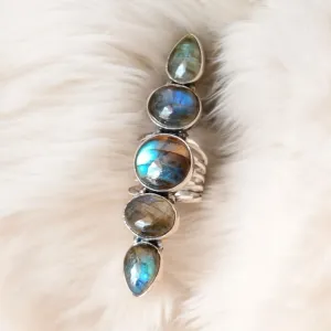 Labradorite Solid 925 Sterling Silver Ring 8.5
