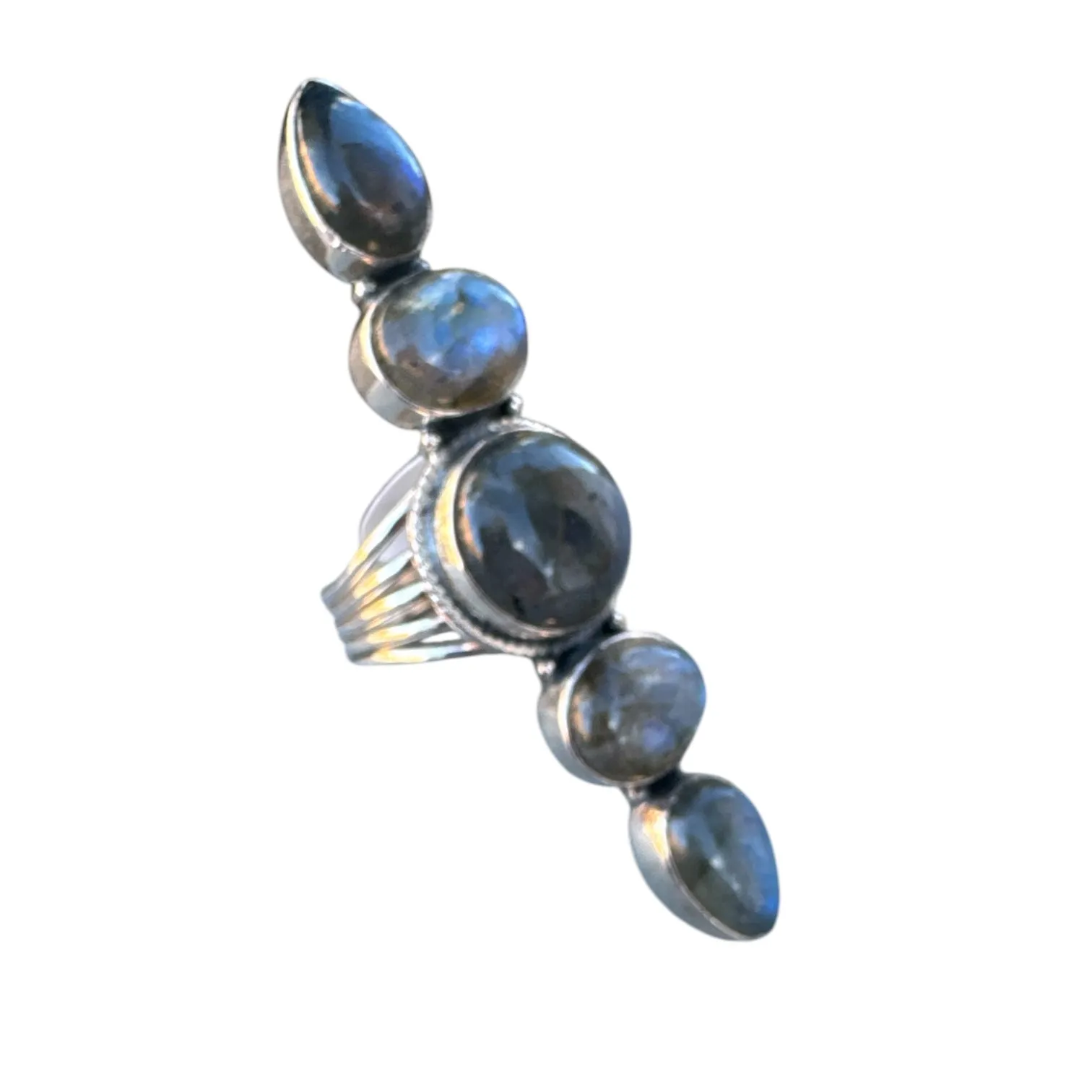 Labradorite Solid 925 Sterling Silver Ring 8.5