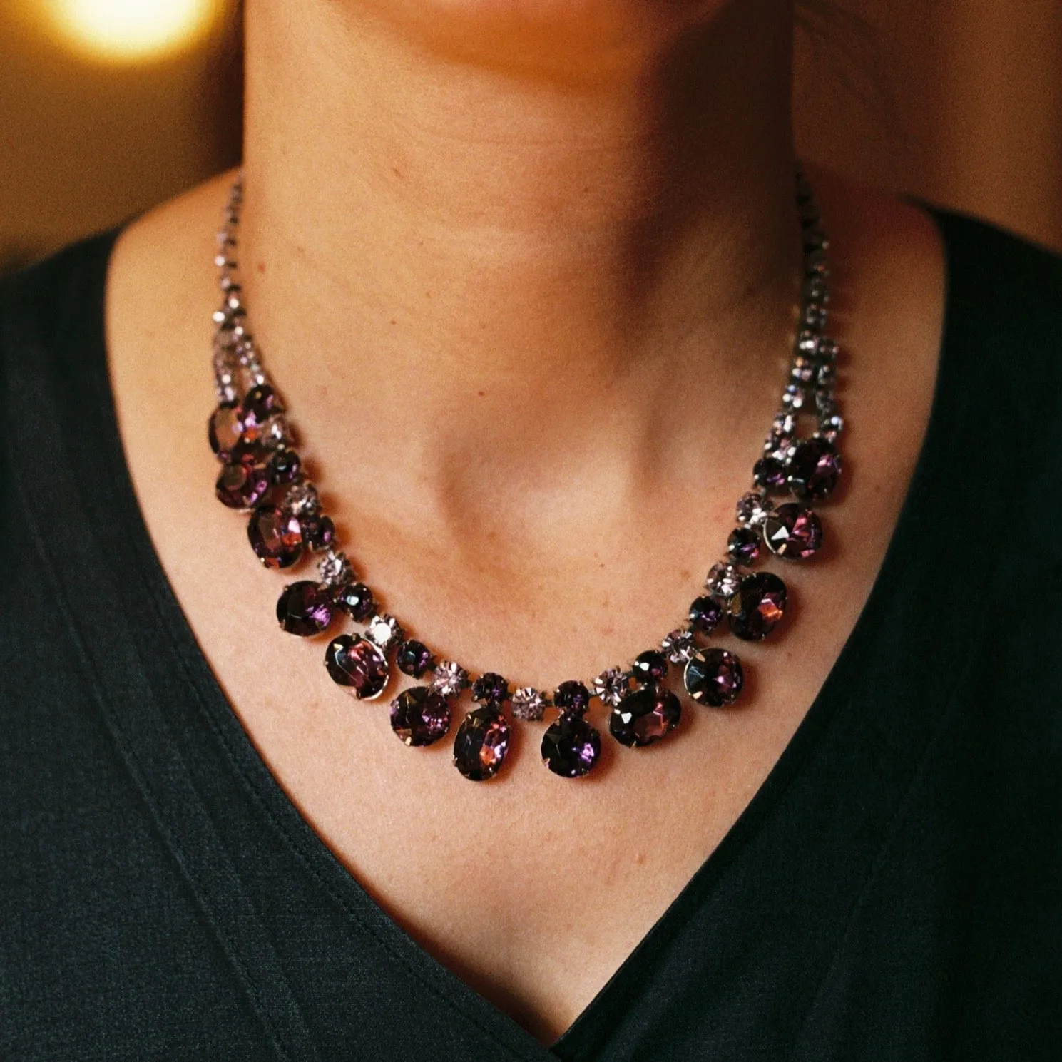 Large Berry Rhinestone Necklace