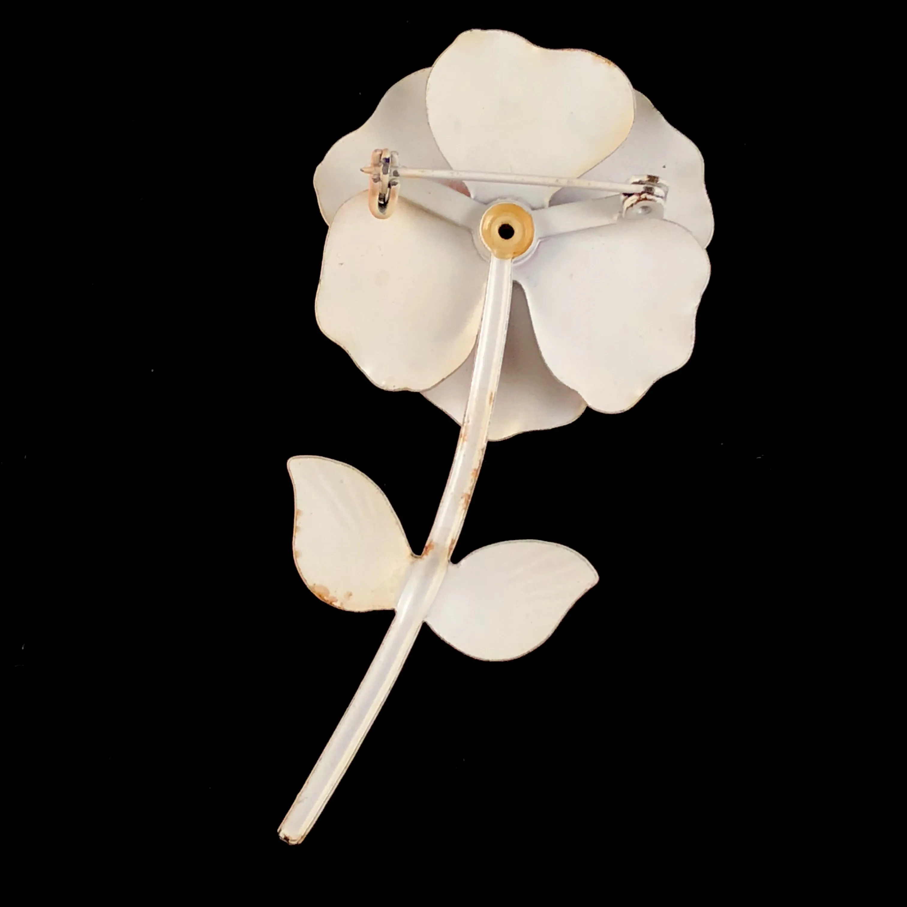 Late 60s/ Early 70s Pale Peach Enamel Flower Brooch