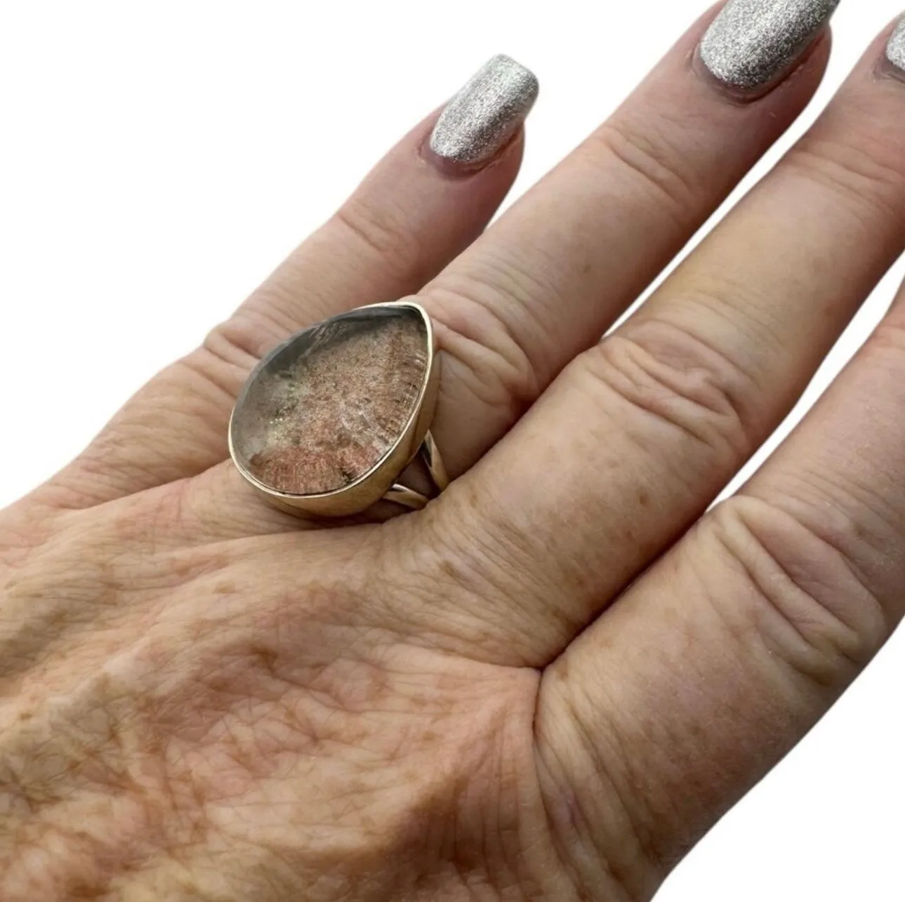 Lodolite Garden Quartz Solid 925 Sterling Silver Ring 7.5