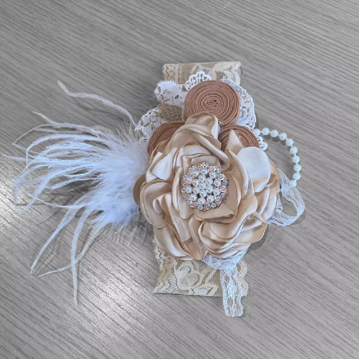 Luxe Elora Headband - Champagne Flower