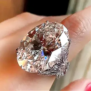 Luxury Female Big Oval Crystal Rhinestone Engagement Ring Cute Silver Silver Zircon Stone Ring Vintage Wedding Rings For Women