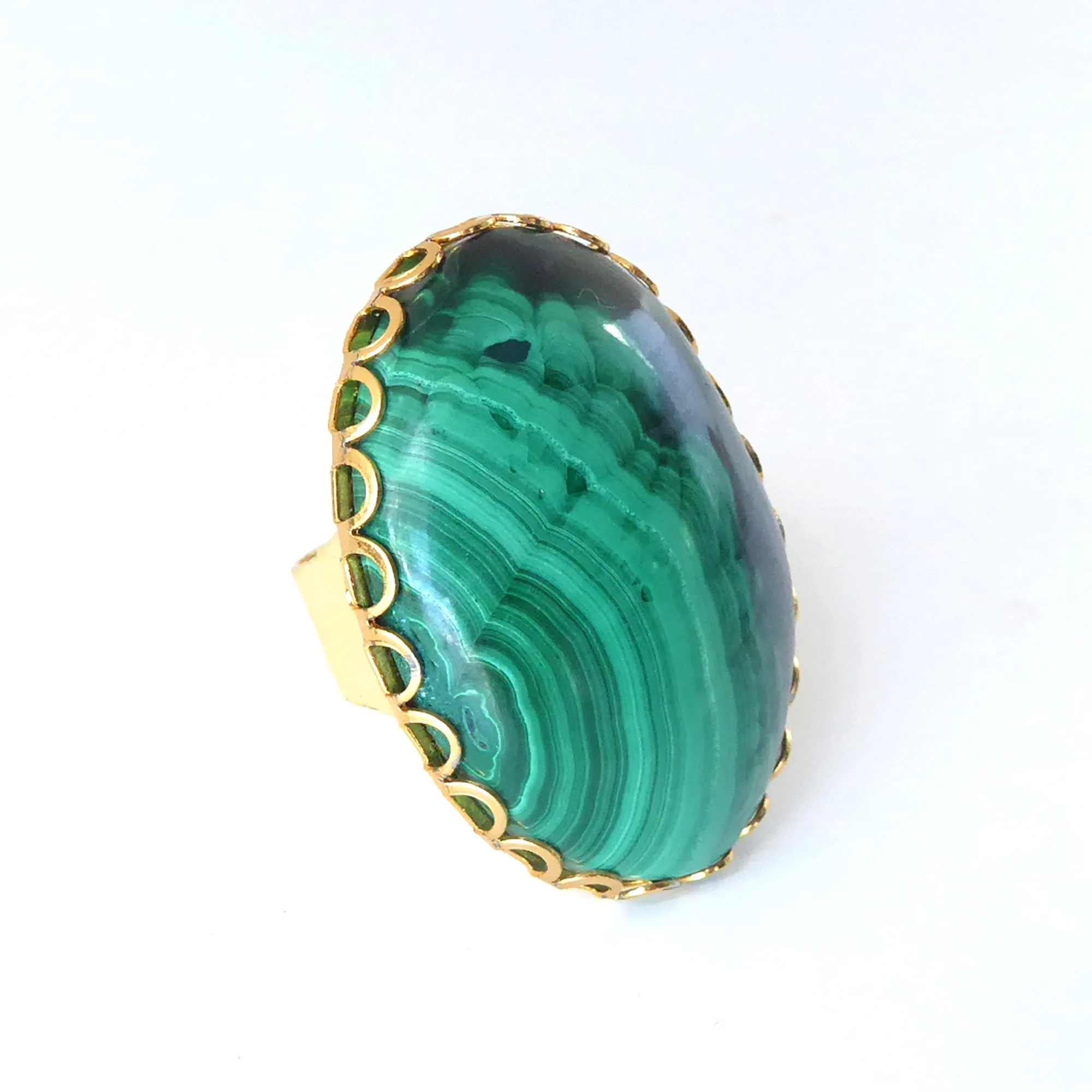 Malachite oval ring