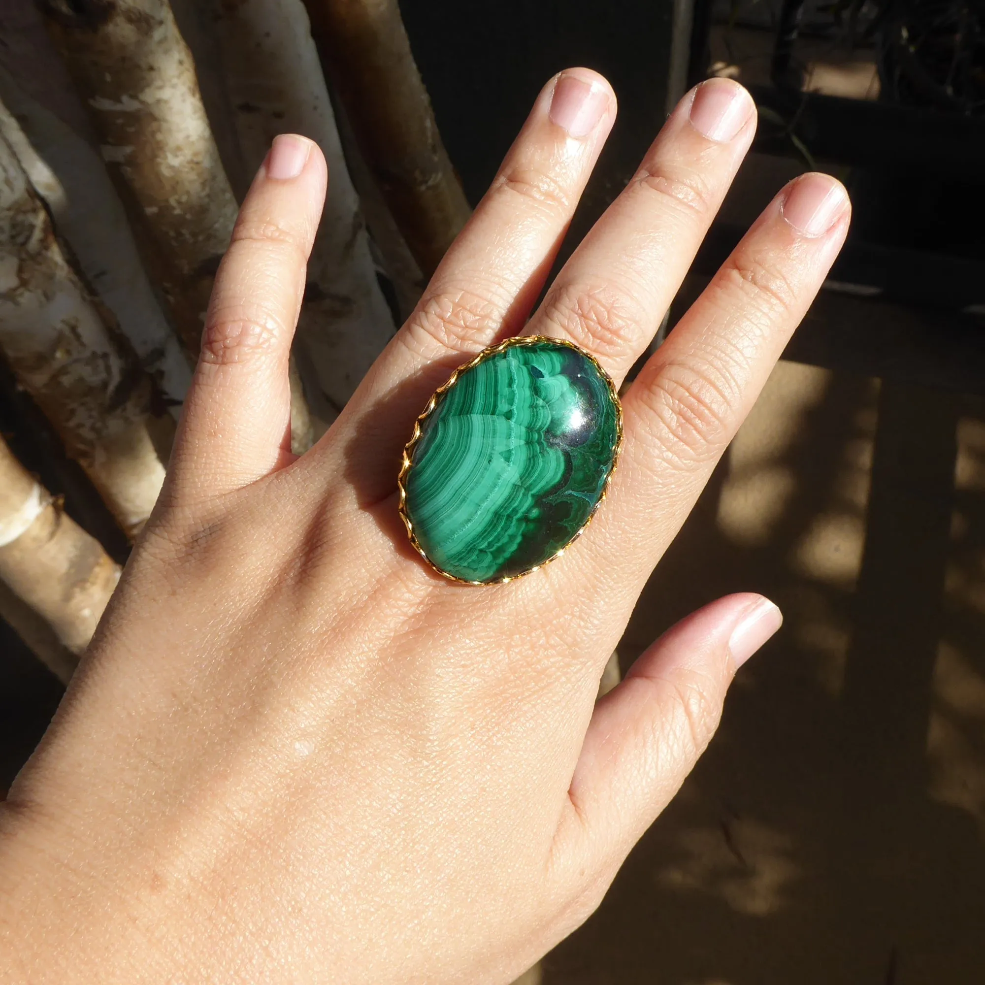 Malachite oval ring