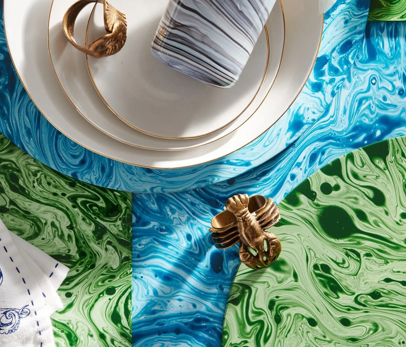 Marlin Lobster Brass Napkin Ring Set