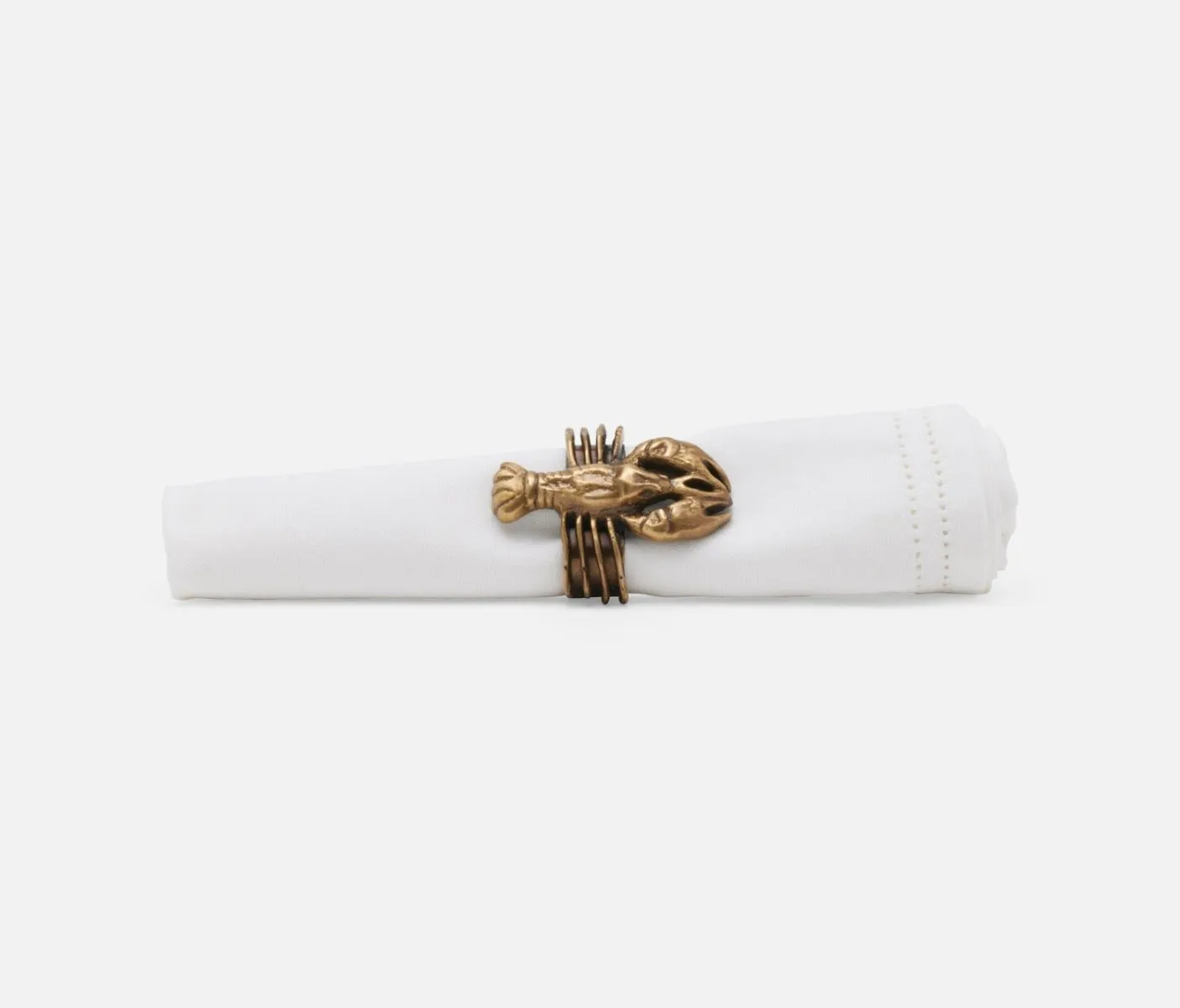 Marlin Lobster Brass Napkin Ring Set