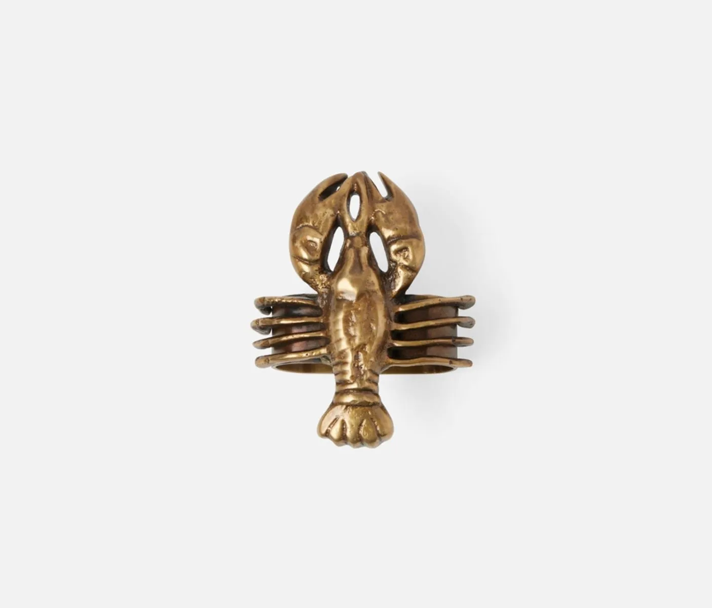 Marlin Lobster Brass Napkin Ring Set