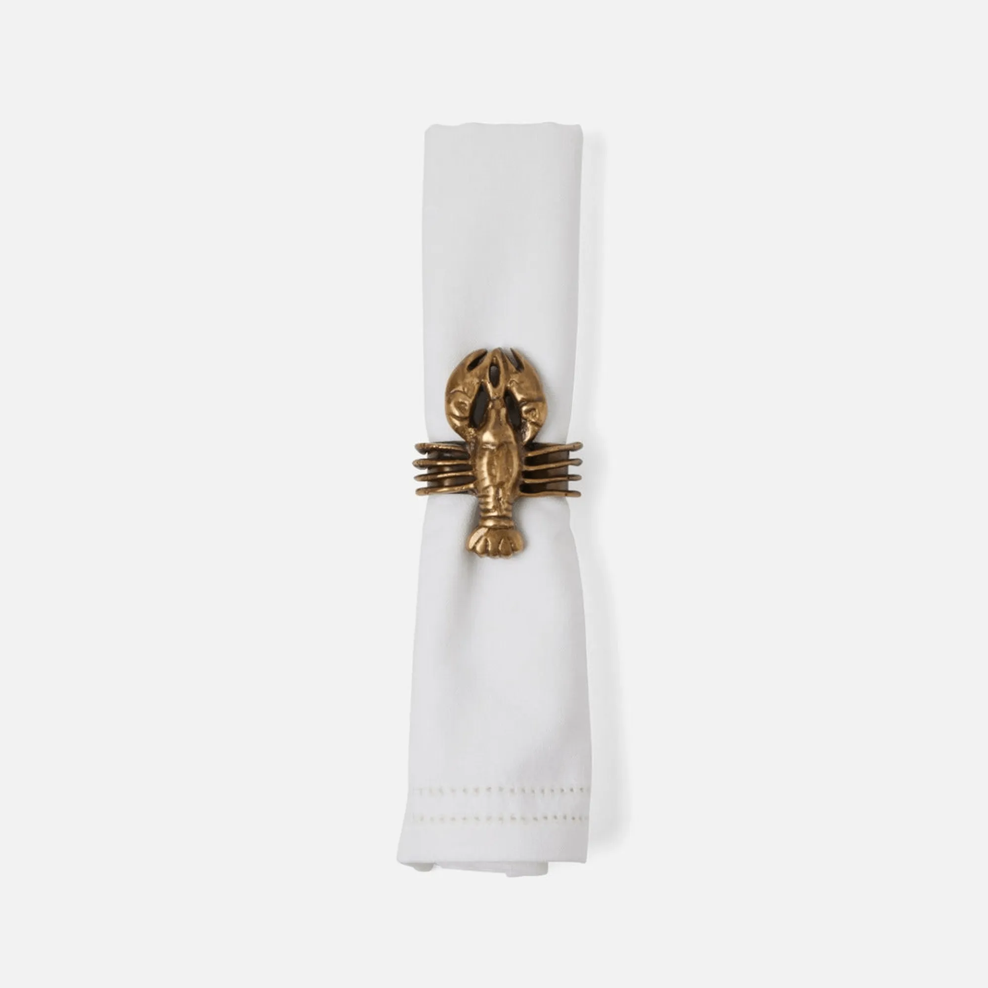 Marlin Lobster Brass Napkin Ring Set