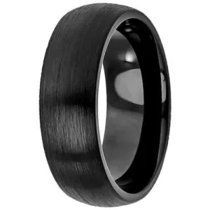 Mens Wedding Tungsten Band Brushed Black Classic Domed  4mm -12mm