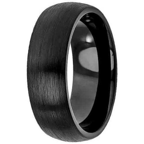 Mens Wedding Tungsten Band Brushed Black Classic Domed  4mm -12mm