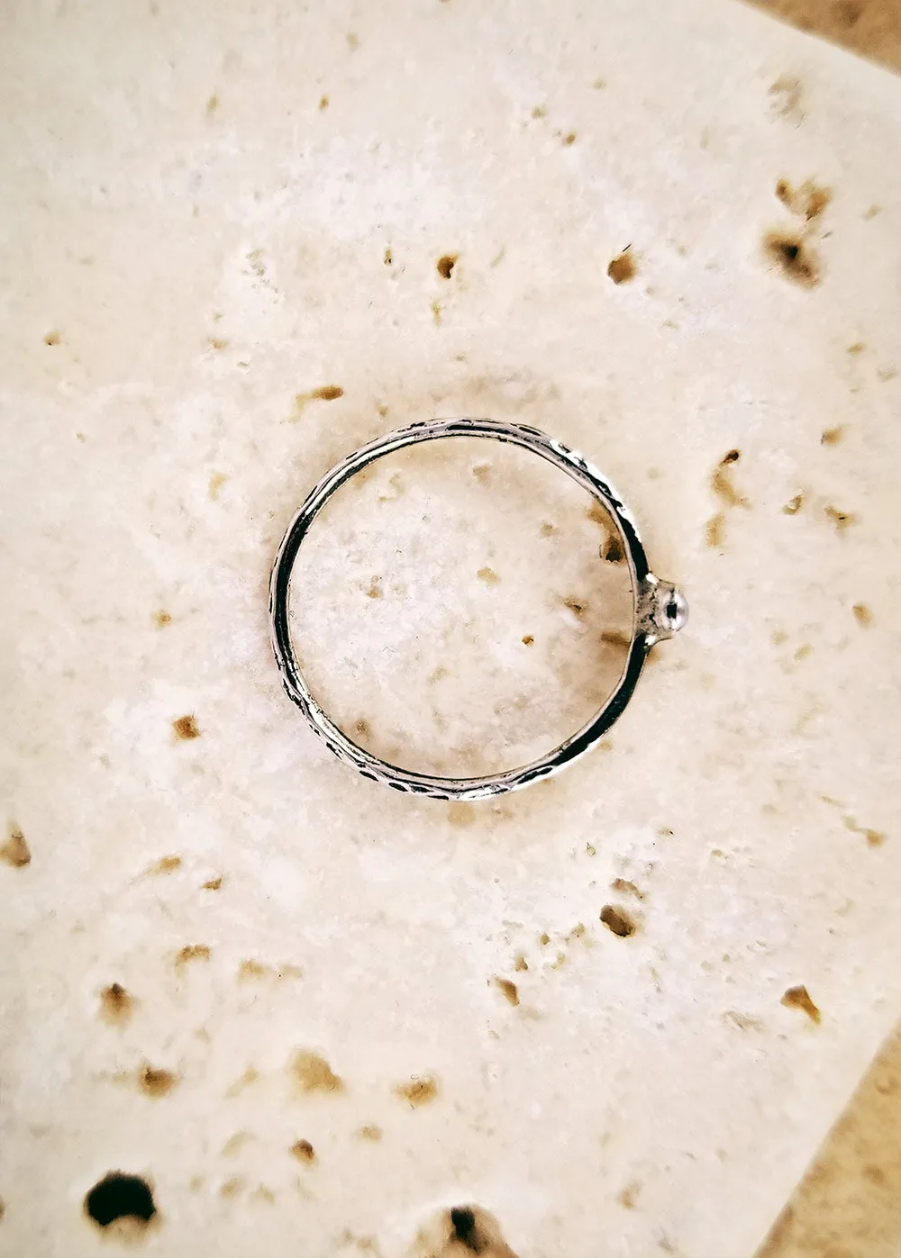 Micro Silver Pearl Ring