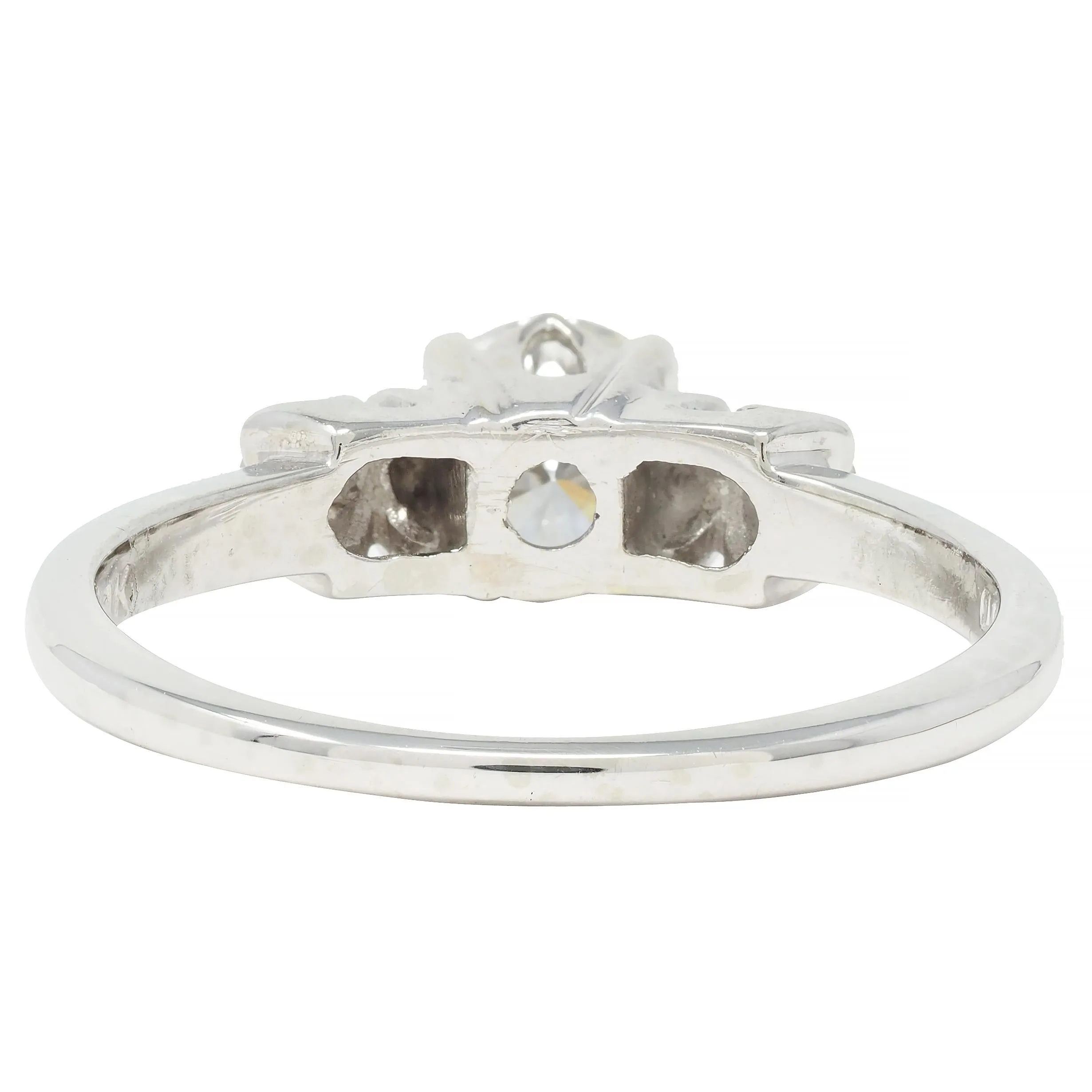 Mid-Century 0.65 CTW Transitional Cut Diamond 18 Karat White Gold Engagement Ring