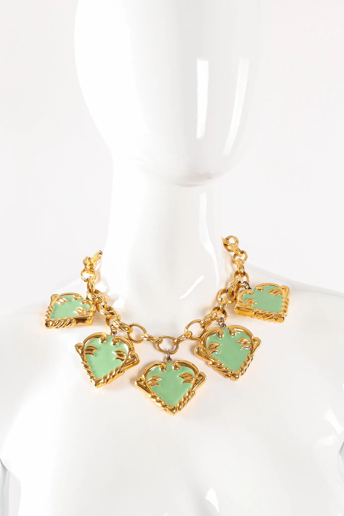 Mint Hearts Charm Necklace