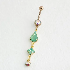 Mint Teadrop Opal Long Dangle Belly Ring