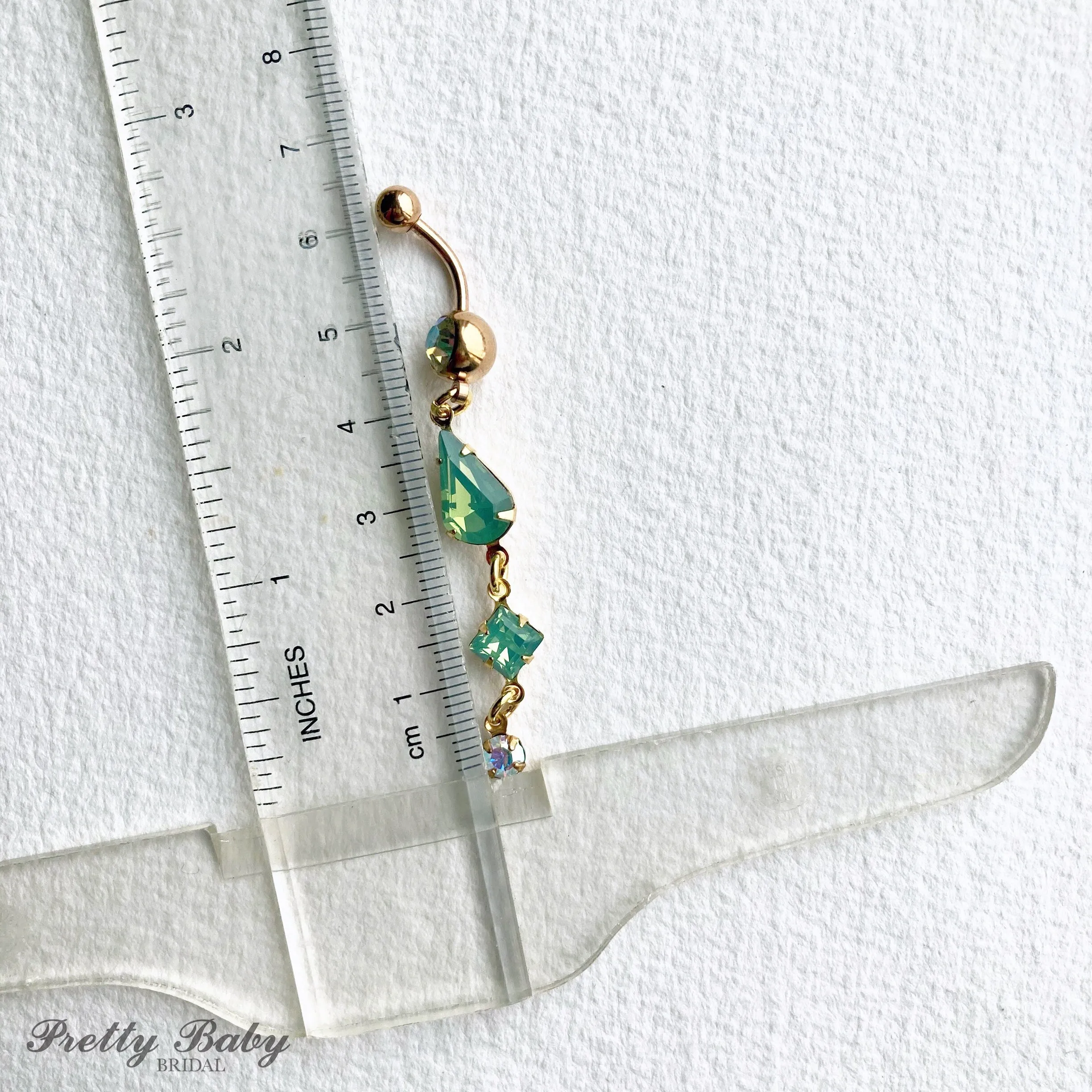Mint Teadrop Opal Long Dangle Belly Ring