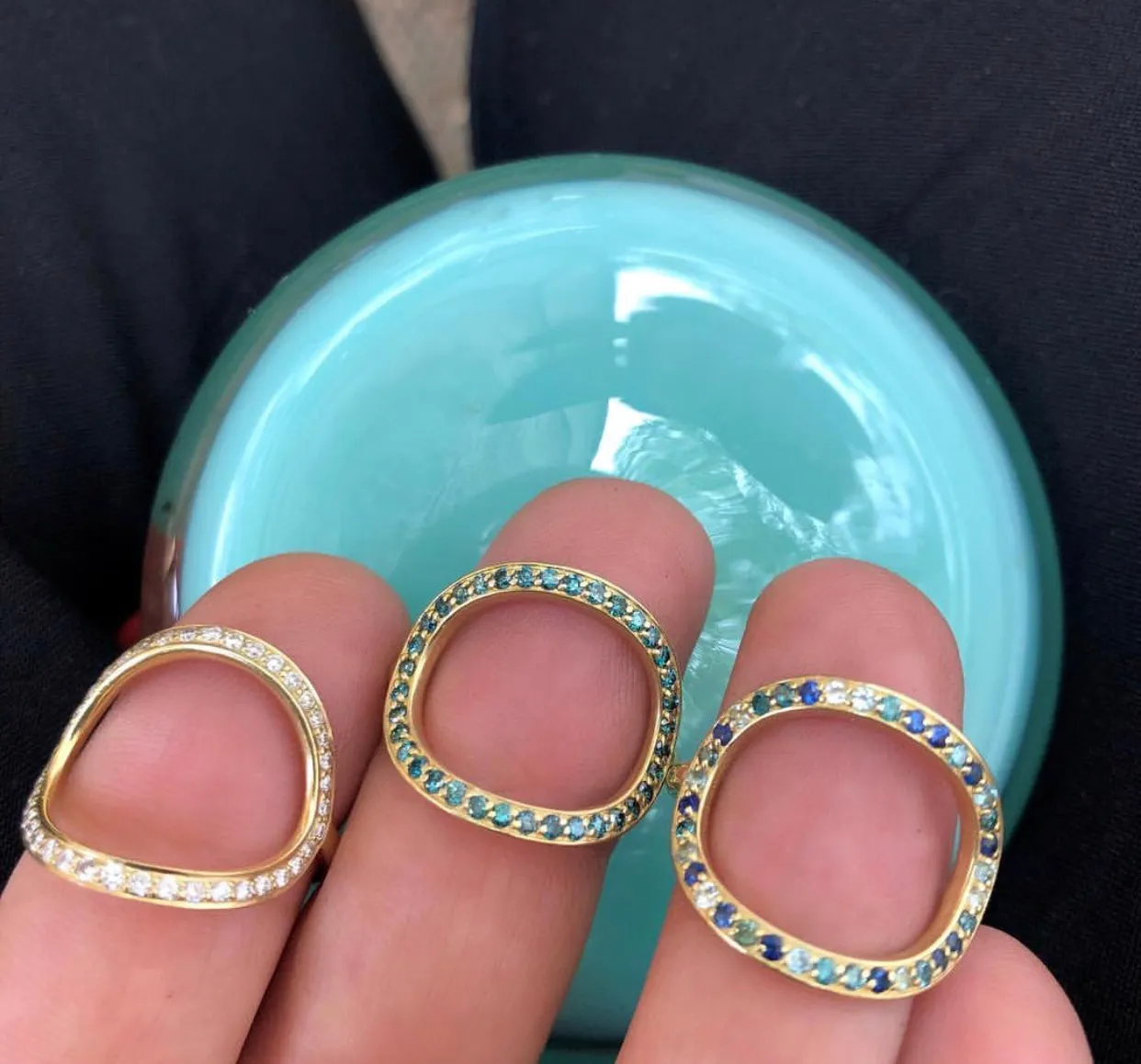Mixed Blue Circle Ring