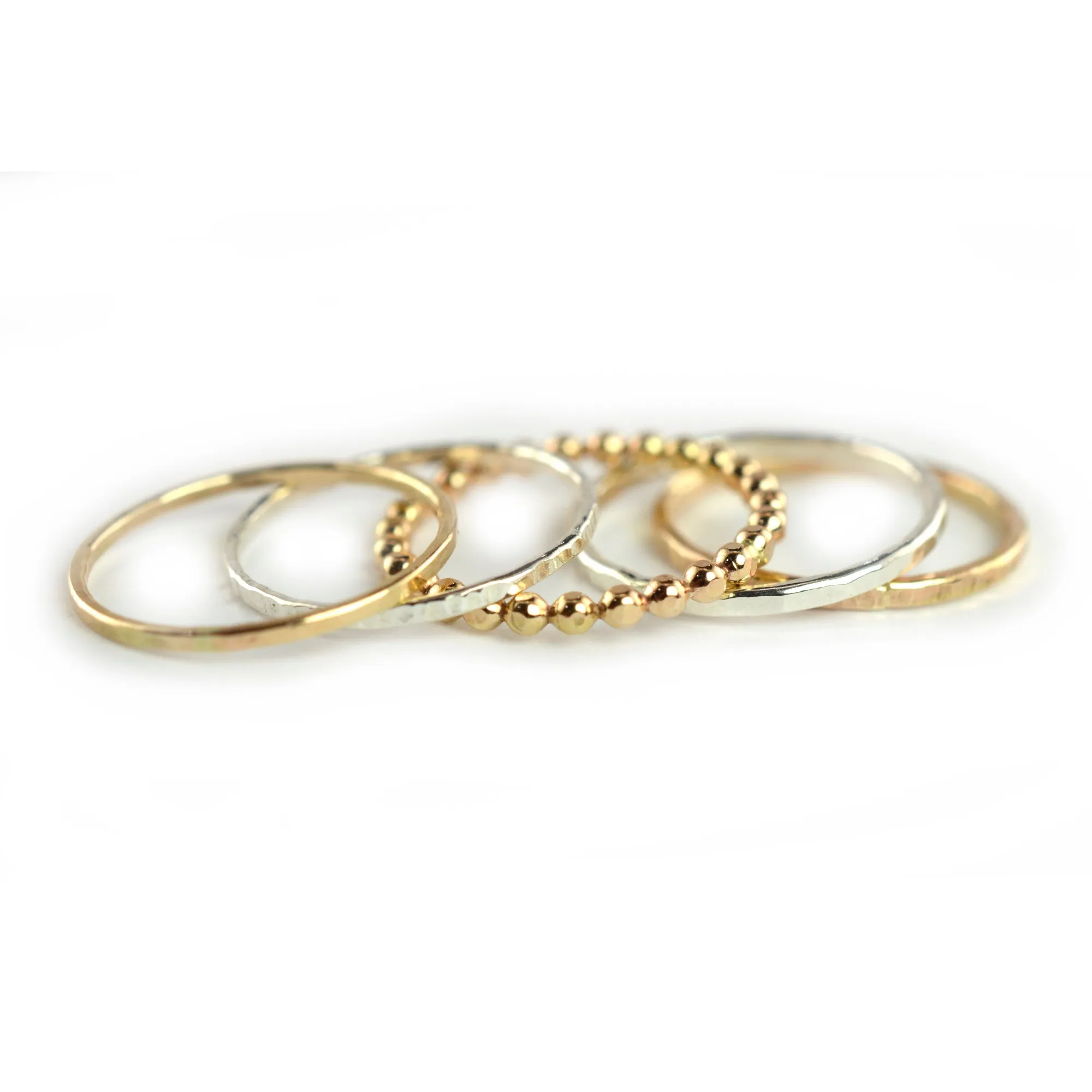 Mixed Texture Stackable Ring Set of 5