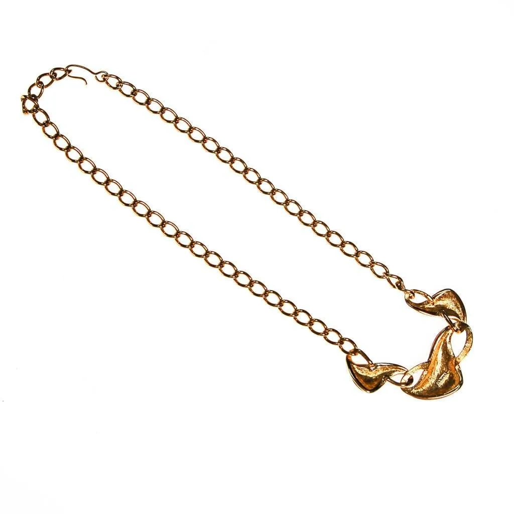 Monet Red Enamel and Gold Chain Link Necklace