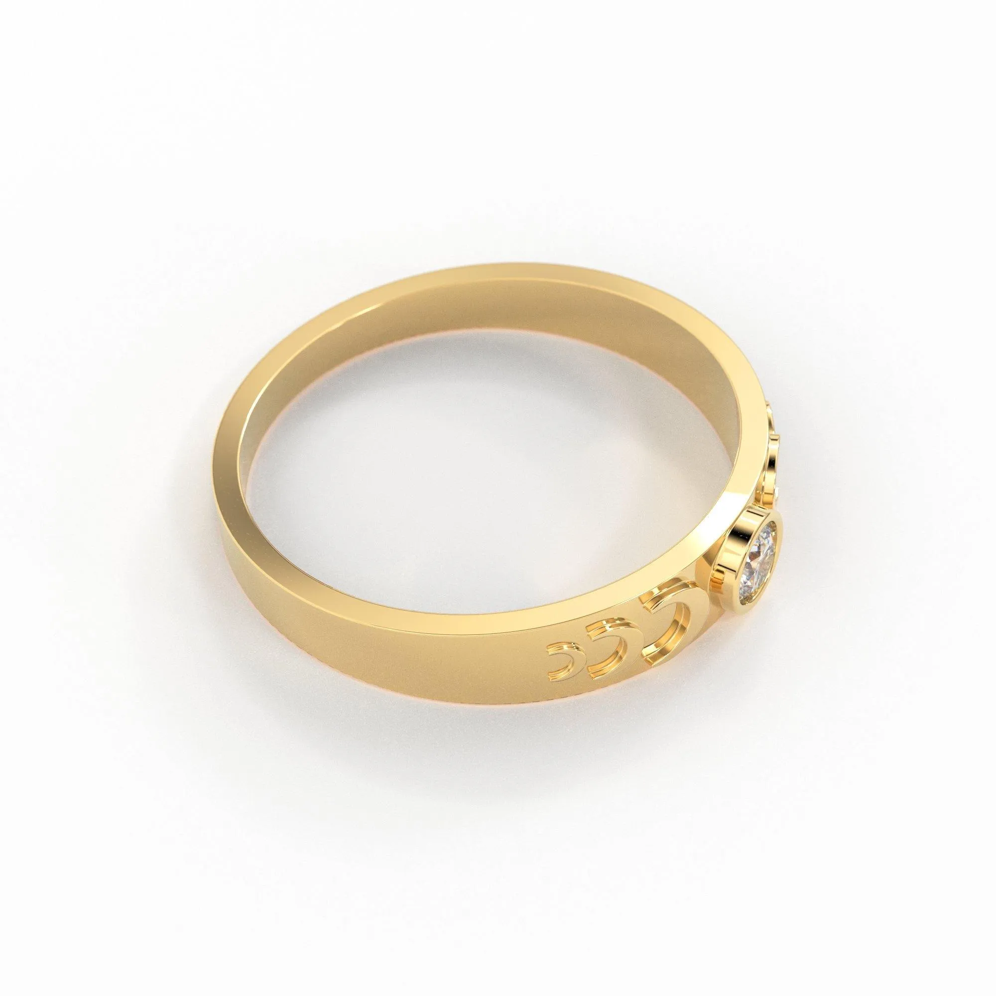 Moon Phase Ring /  Full Moon Diamond Ring /  Crescent Band /  14k or 18k Solid Gold /  Boho Gold Ring /  Celestial Ring / Bezel Set Ring
