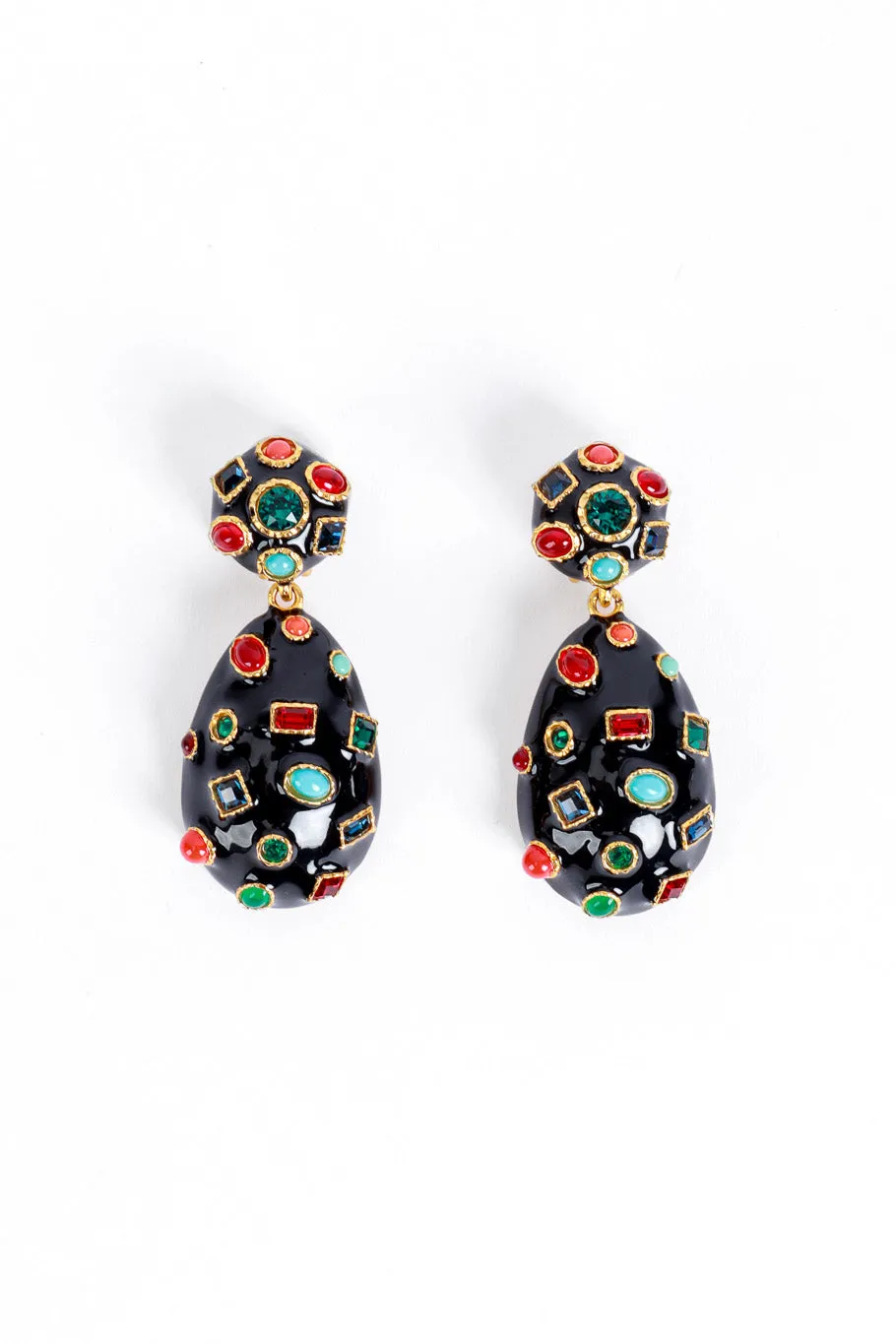 Multi Cabochon Egg Drop Earrings