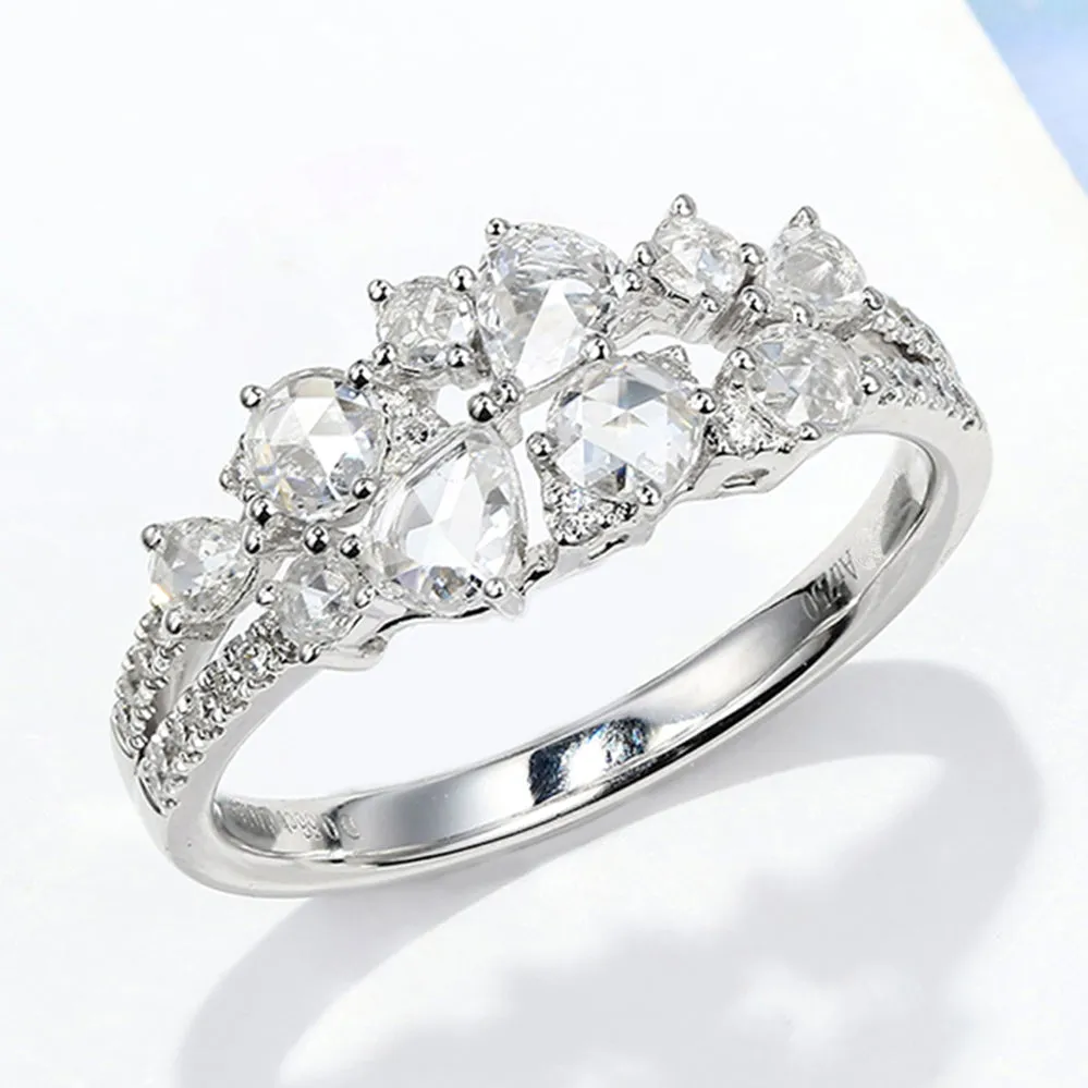 Multi Shape Diamond Cluster Flower Ring