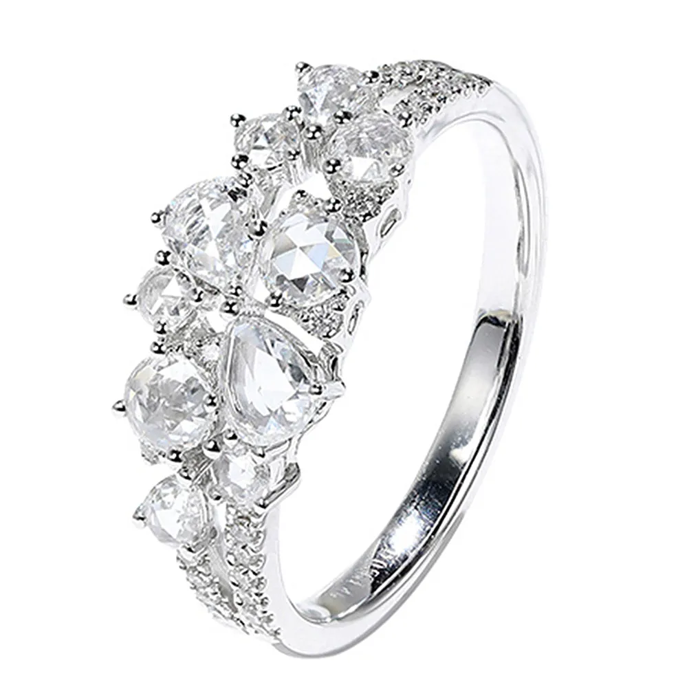 Multi Shape Diamond Cluster Flower Ring