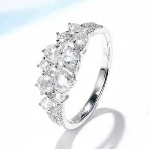 Multi Shape Diamond Cluster Flower Ring
