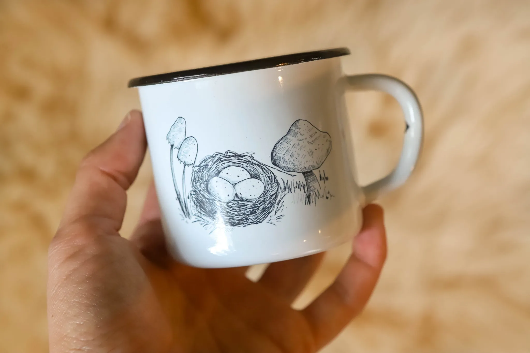 Mushroom Enamel Child's Mug
