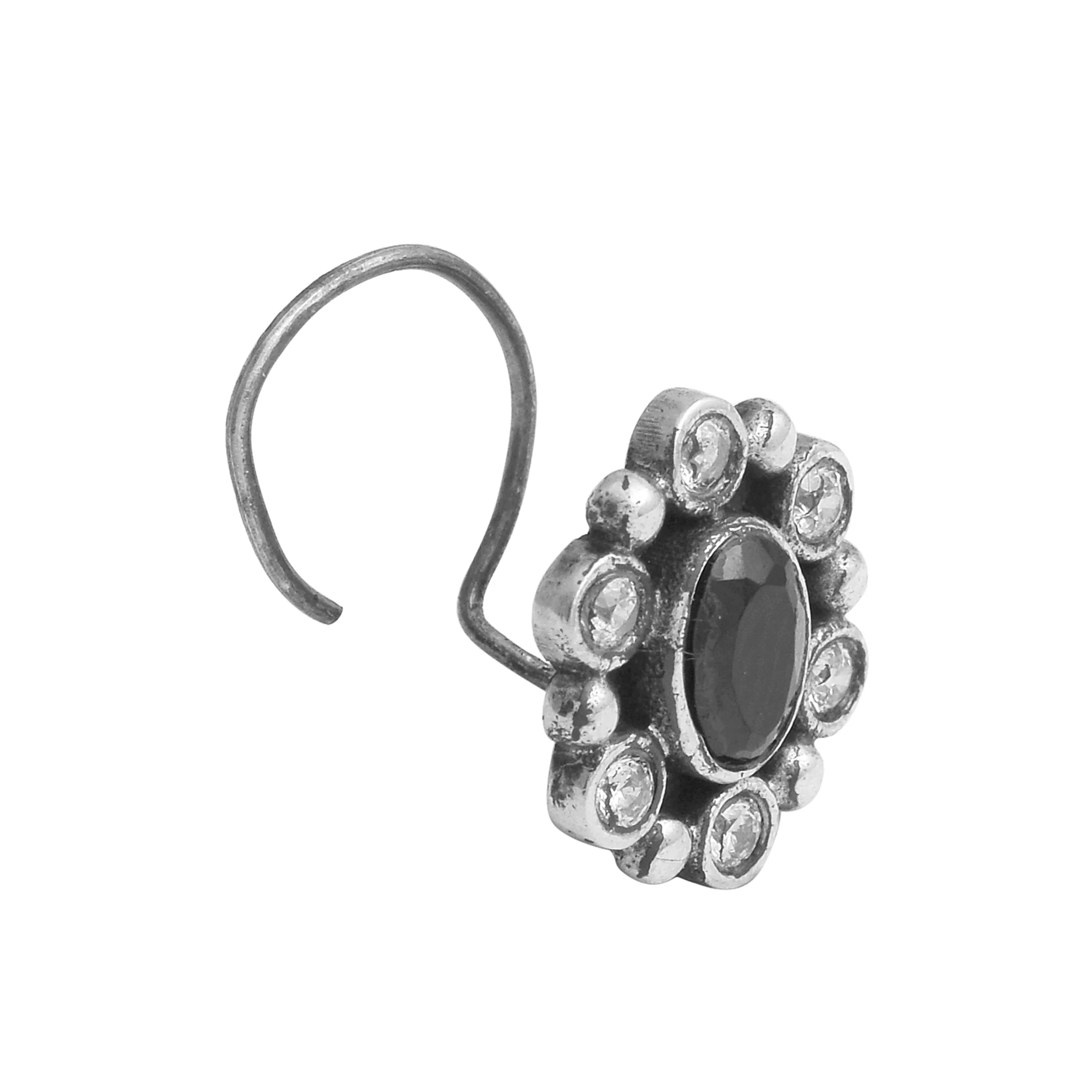 Natural Black Spinel Studs Nose Pin 925 Sterling Silver Nose Pin