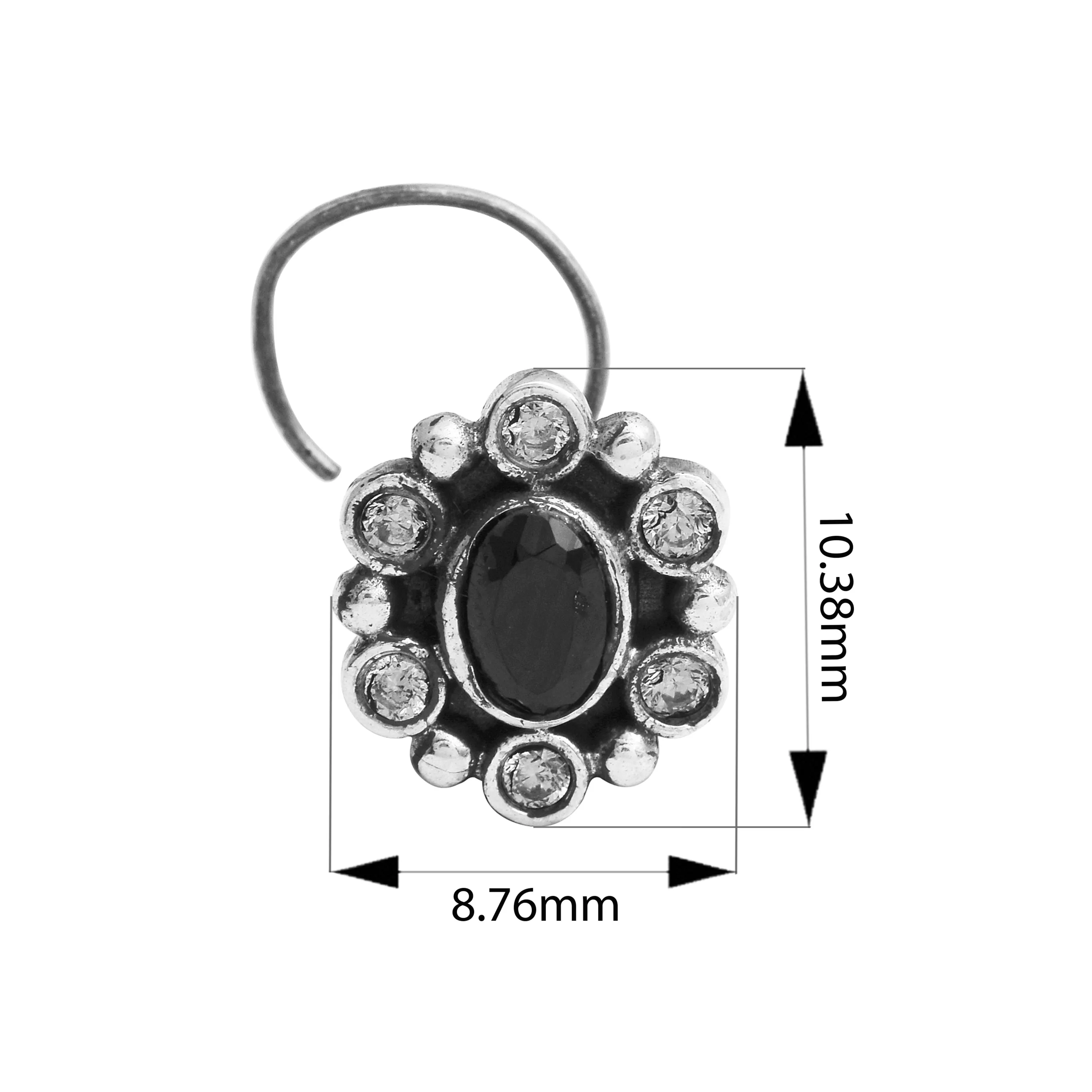 Natural Black Spinel Studs Nose Pin 925 Sterling Silver Nose Pin