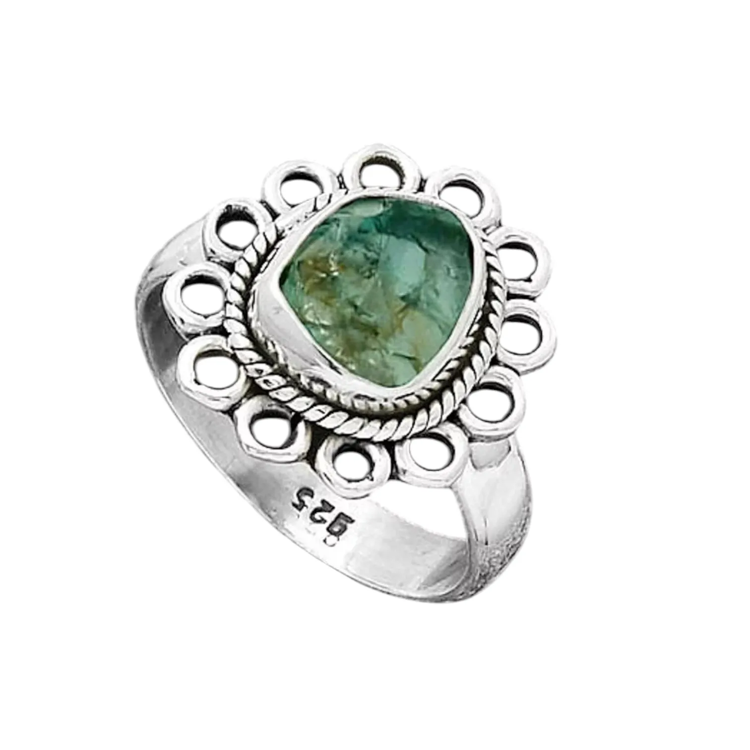 Neon Blue Apatite Solid 925 Sterling Silver Ring 7.5