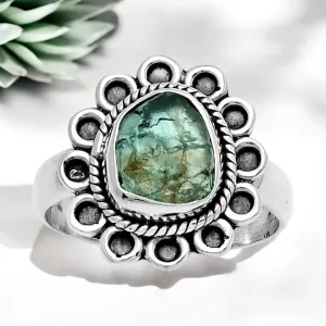 Neon Blue Apatite Solid 925 Sterling Silver Ring 7.5