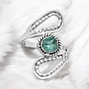 Neon Blue Apatite Solid 925 Sterling Silver Ring 8.5